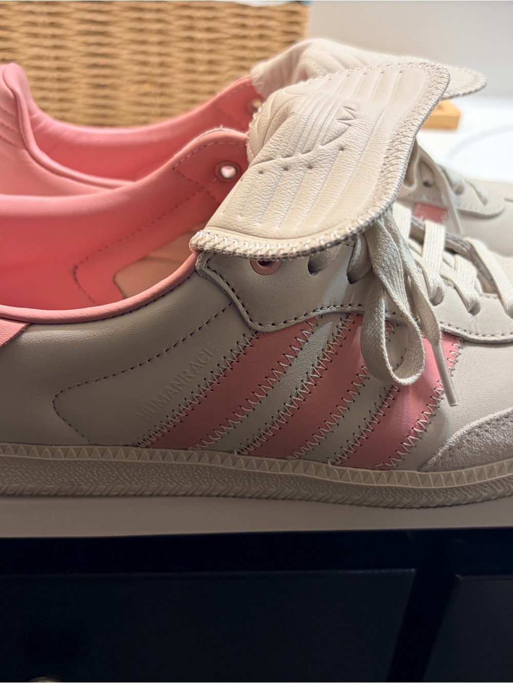 Adidas Samba (long tongue)Women’s White & Pink Campus-Inspired Leather Sneaker-